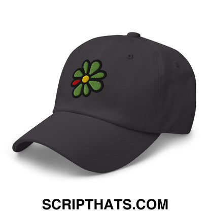 ICQ Embroidered Unstructured Dad Hat Dark Grey