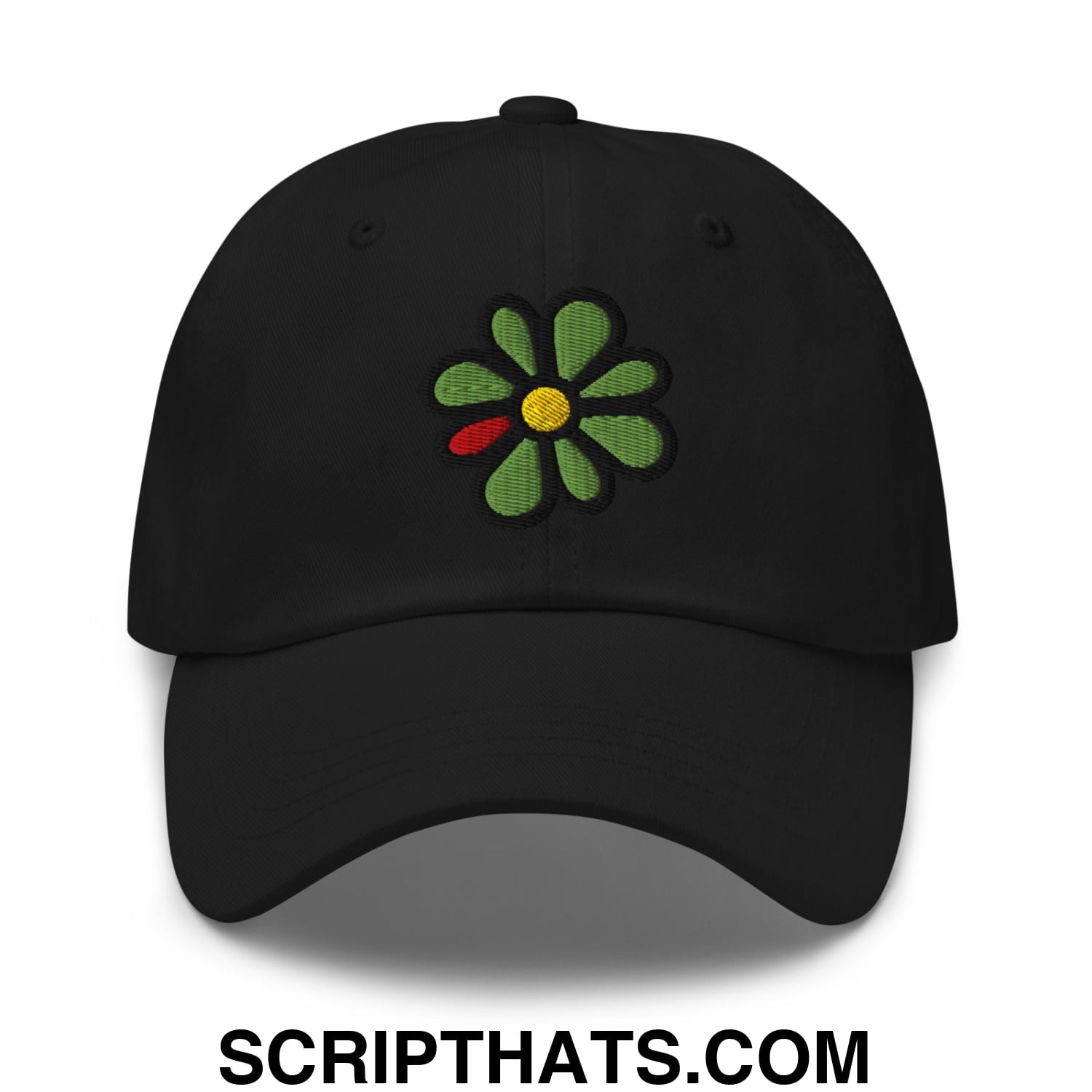 ICQ Embroidered Unstructured Dad Hat Black