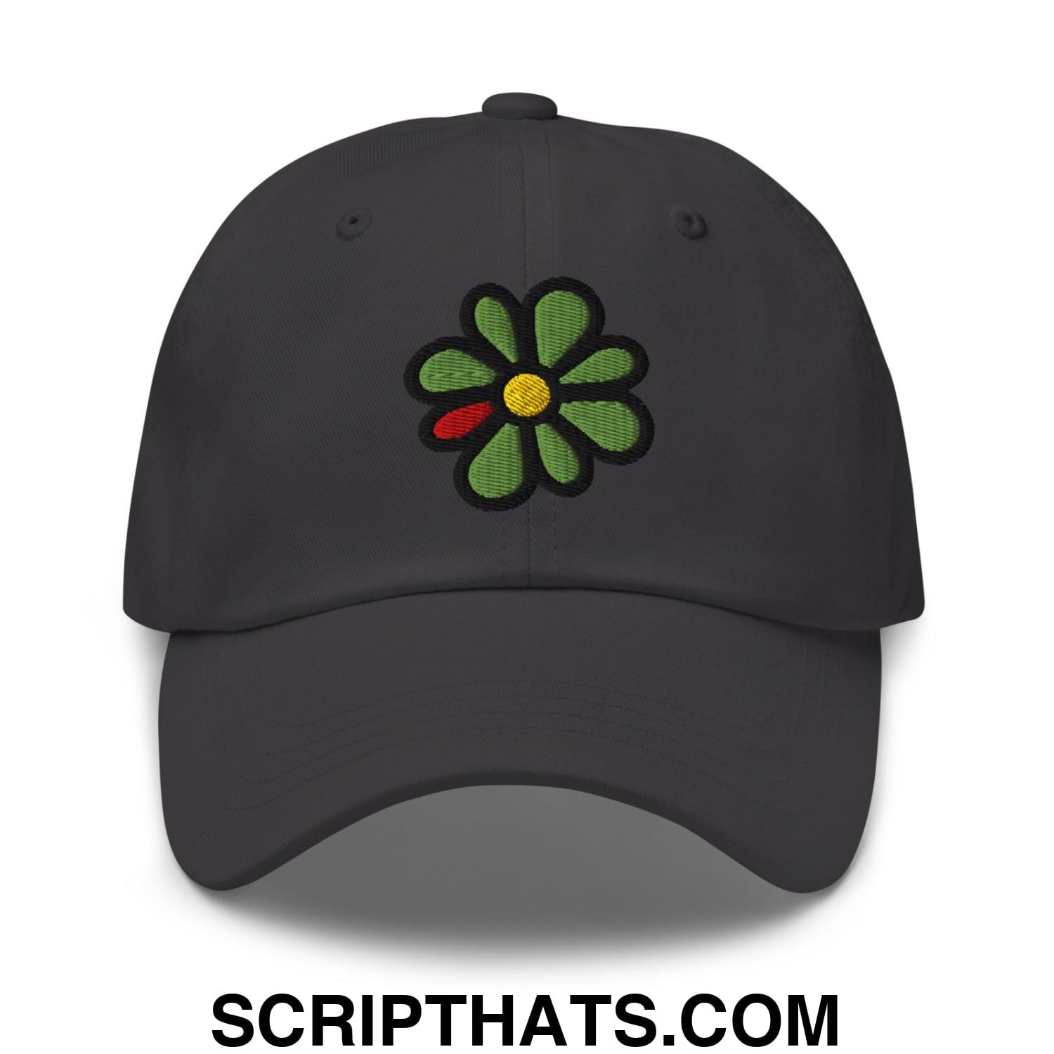 ICQ Embroidered Unstructured Dad Hat Dark Grey