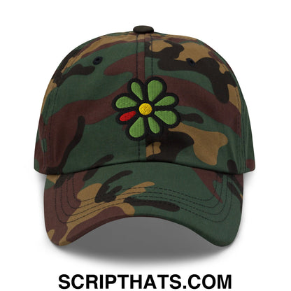 ICQ Embroidered Unstructured Dad Hat Green Camo