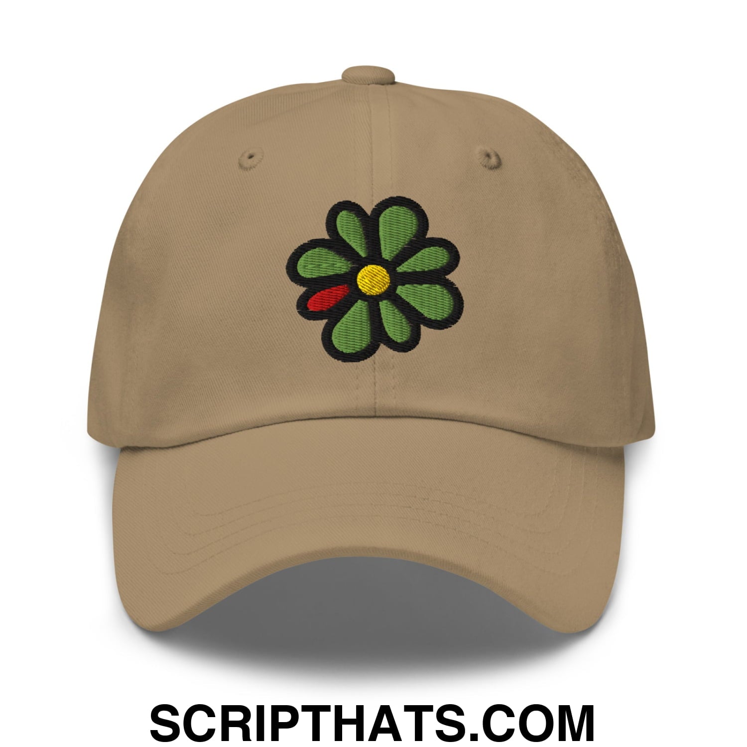 ICQ Embroidered Unstructured Dad Hat Khaki