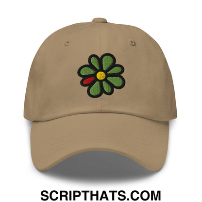 ICQ Embroidered Unstructured Dad Hat Khaki