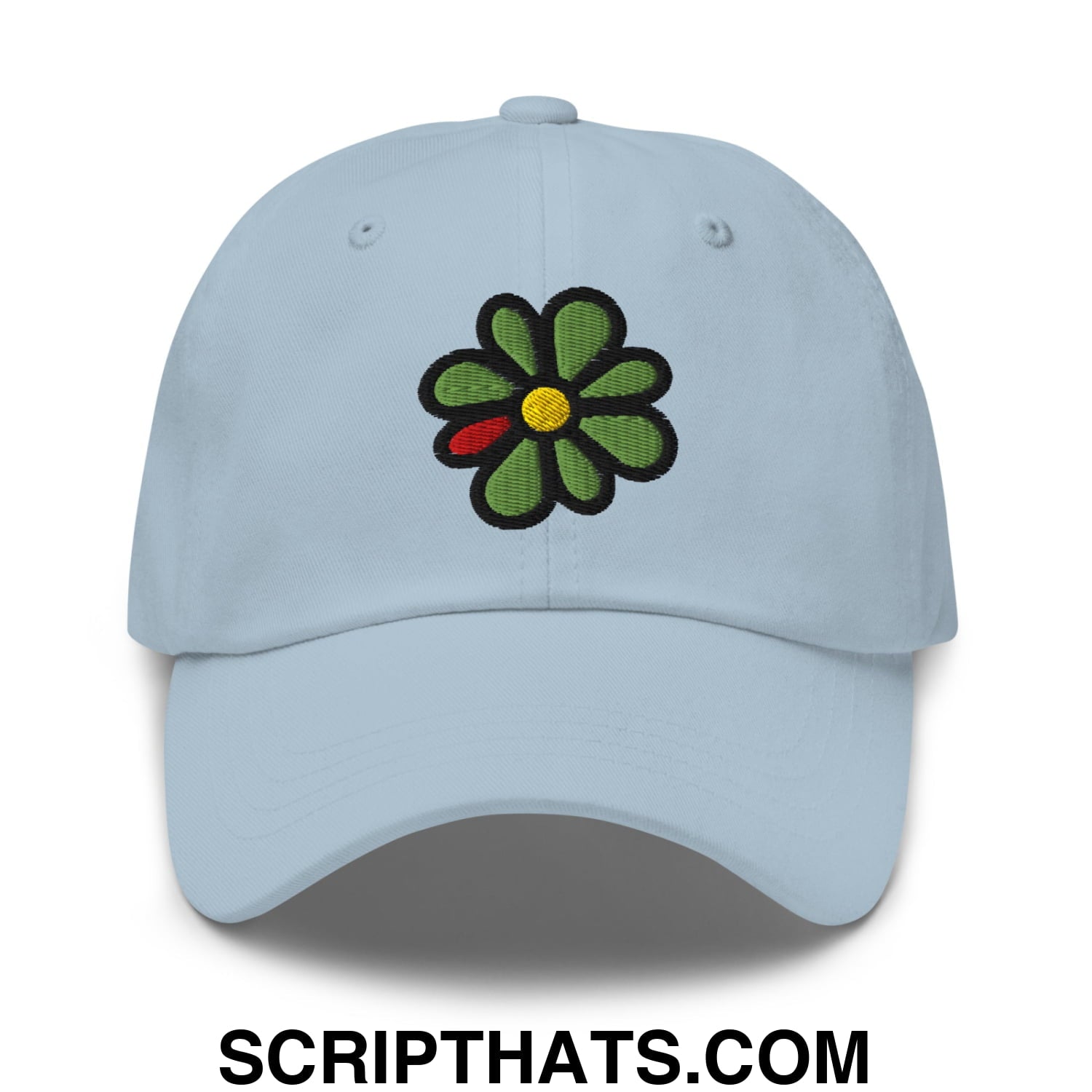 ICQ Embroidered Unstructured Dad Hat Light Blue