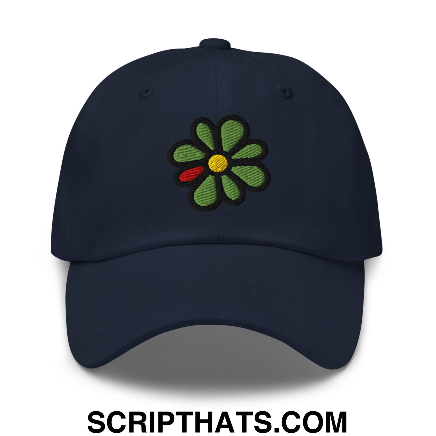 ICQ Embroidered Unstructured Dad Hat Navy