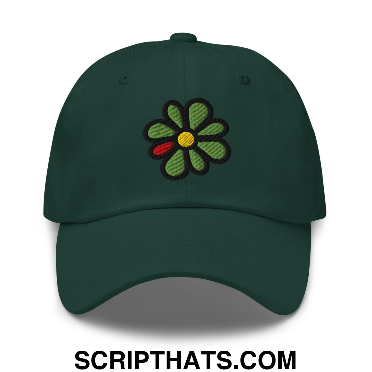 ICQ Embroidered Unstructured Dad Hat Spruce