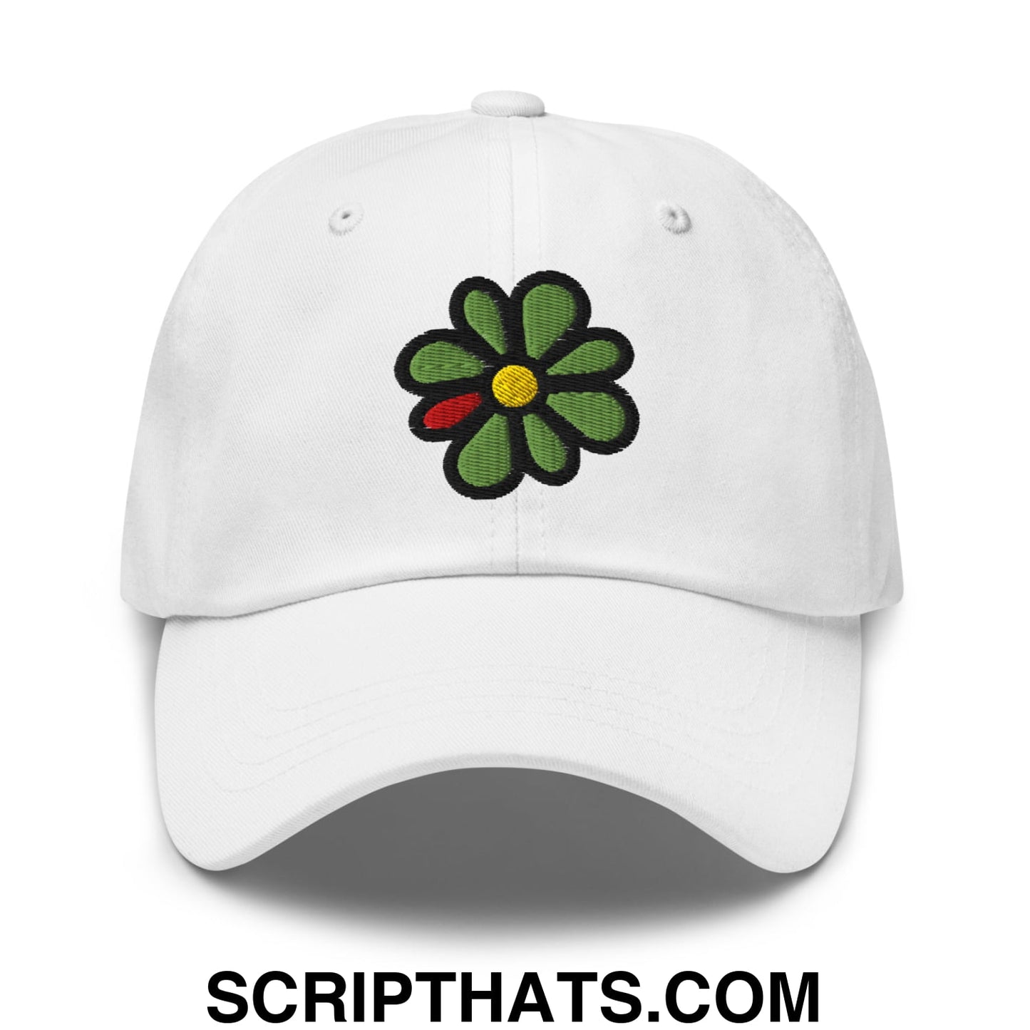 ICQ Embroidered Unstructured Dad Hat White