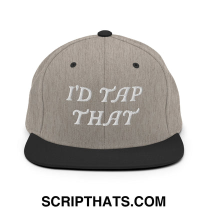 I'd Tap That Embroidered Flat Bill Brim Snapback Hat Heather Black