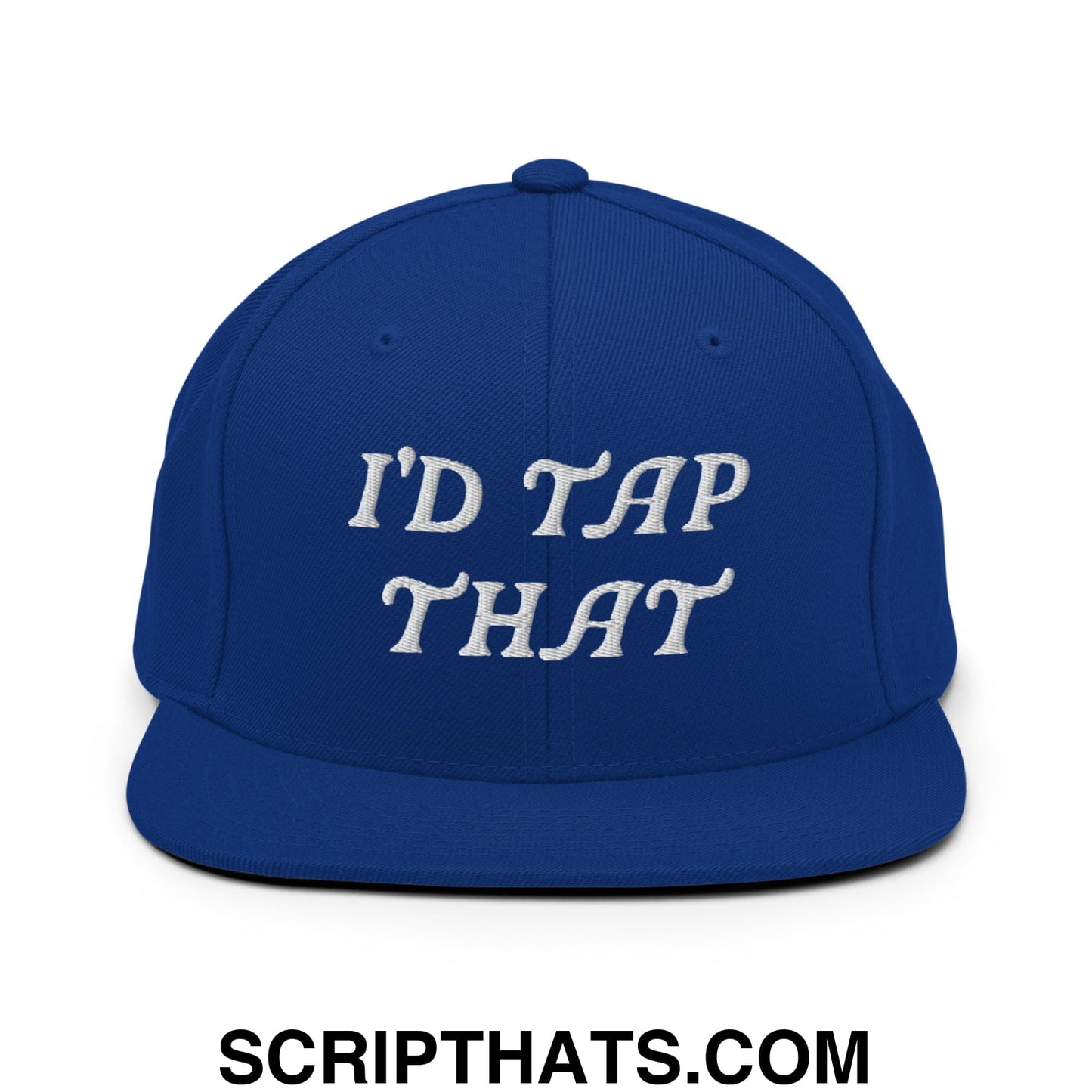 I'd Tap That Embroidered Flat Bill Brim Snapback Hat Royal Blue