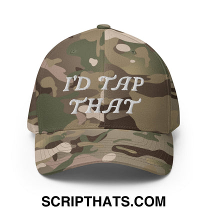 I'd Tap That Embroidered Stretch Fit Golf Hat Multicam Green