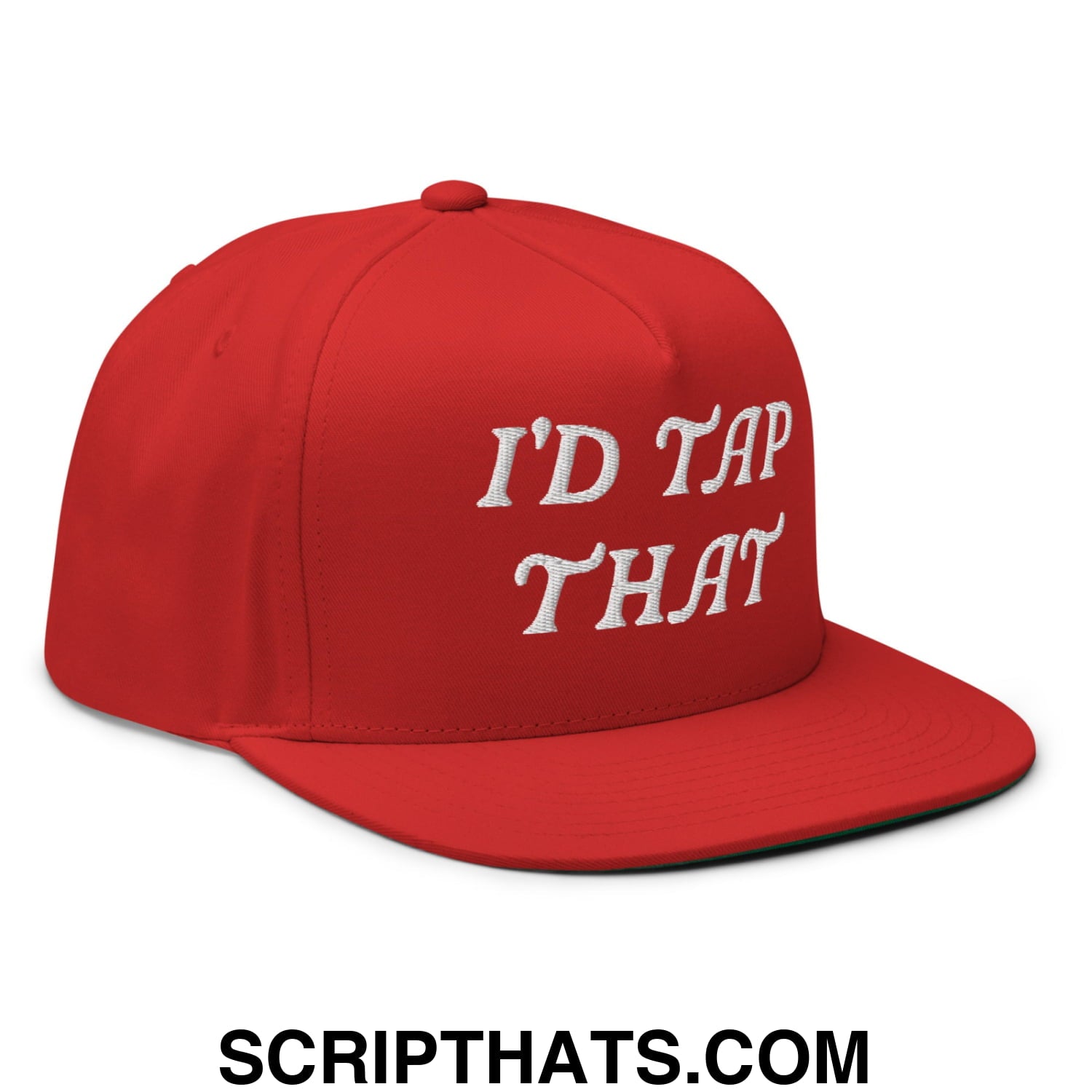 I'd Tap That Flat Brim Bill 5 Panel Golf Snapback Hat Red