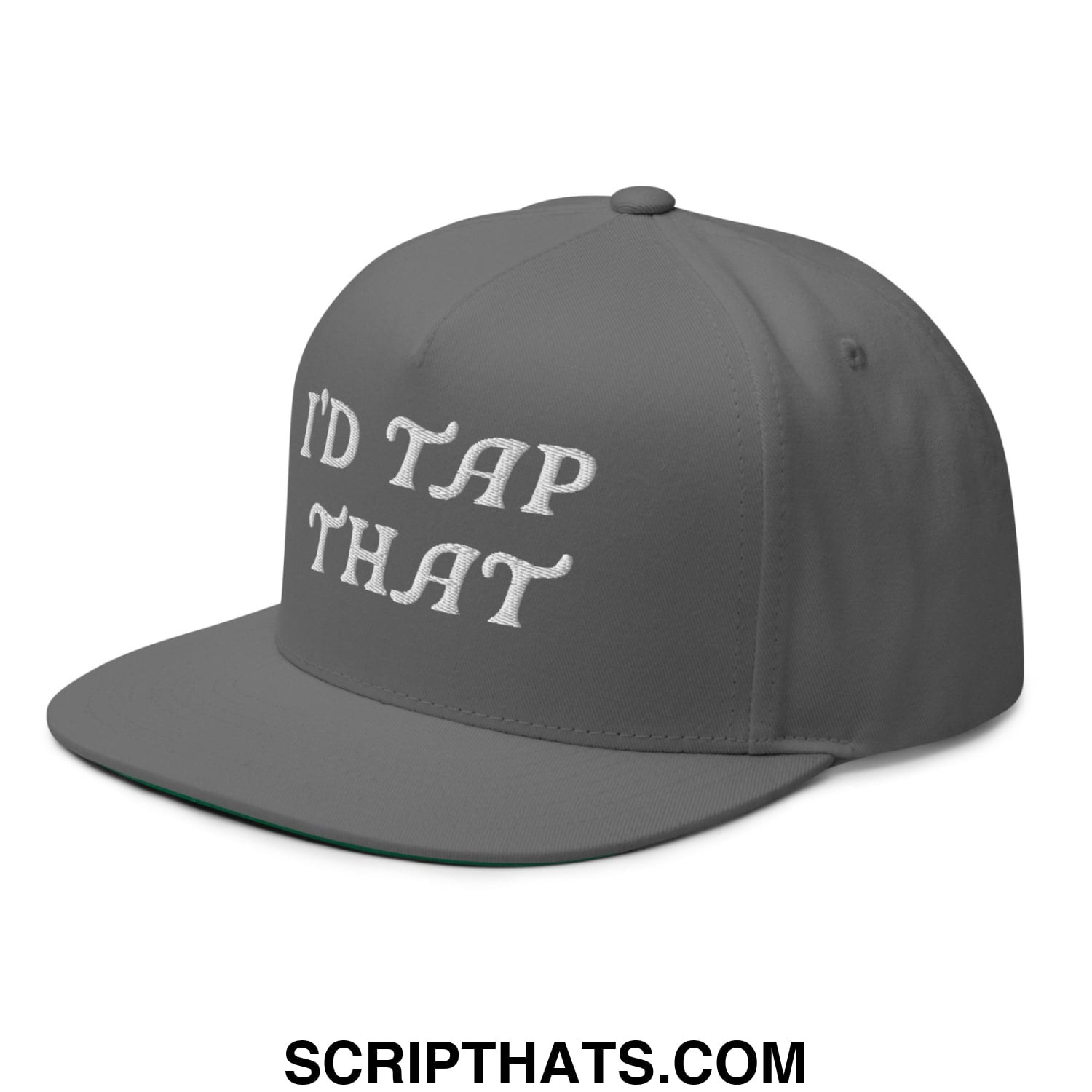I'd Tap That Flat Brim Bill 5 Panel Golf Snapback Hat Grey