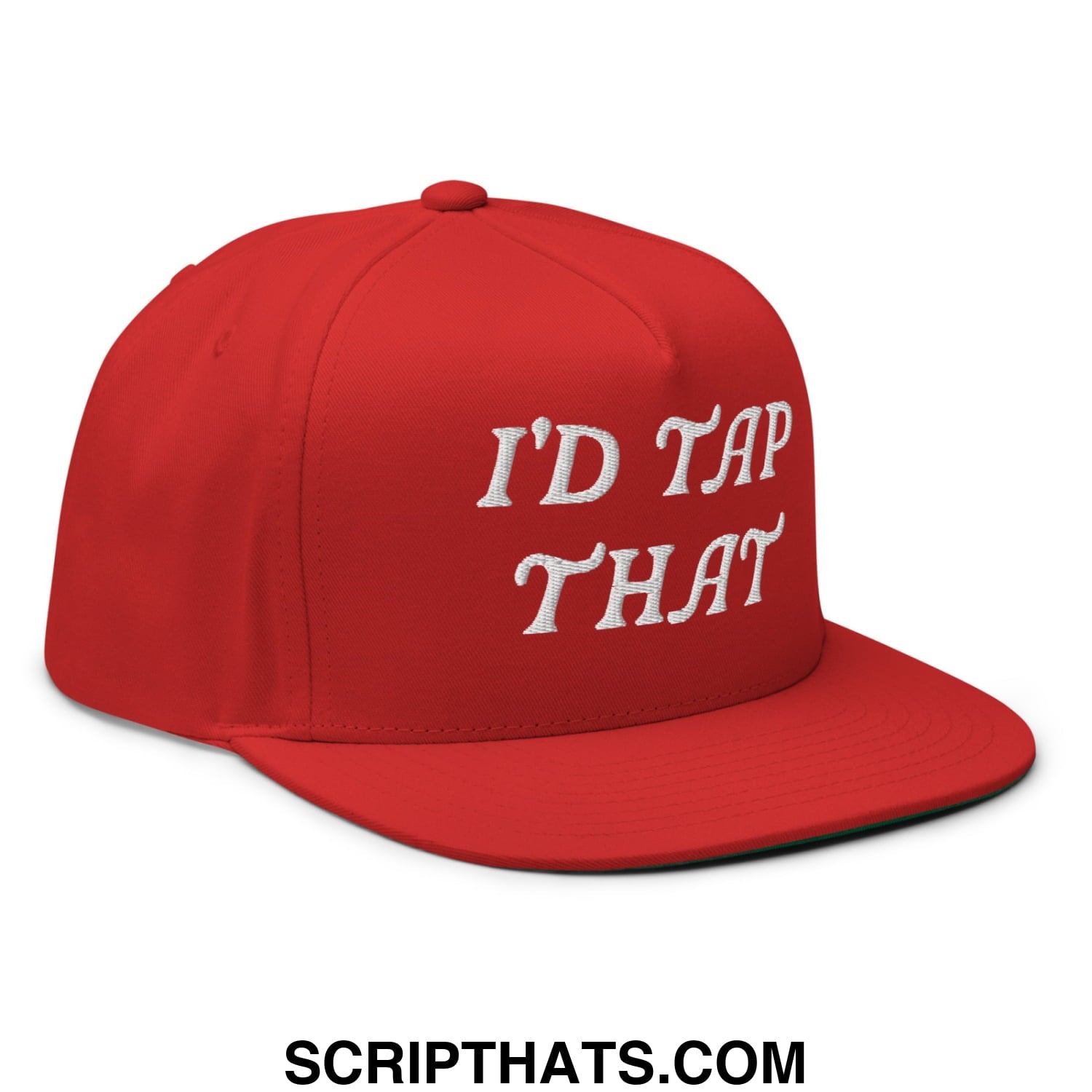 I'd Tap That Flat Brim Bill 5 Panel Golf Snapback Hat Red