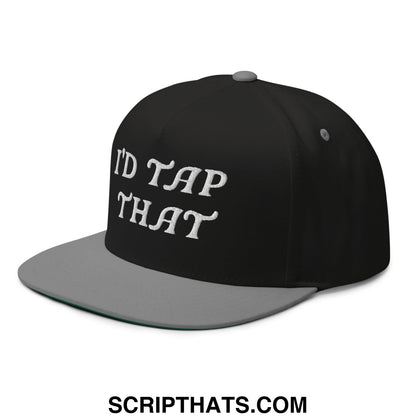 I'd Tap That Flat Brim Bill 5 Panel Golf Snapback Hat Black Grey