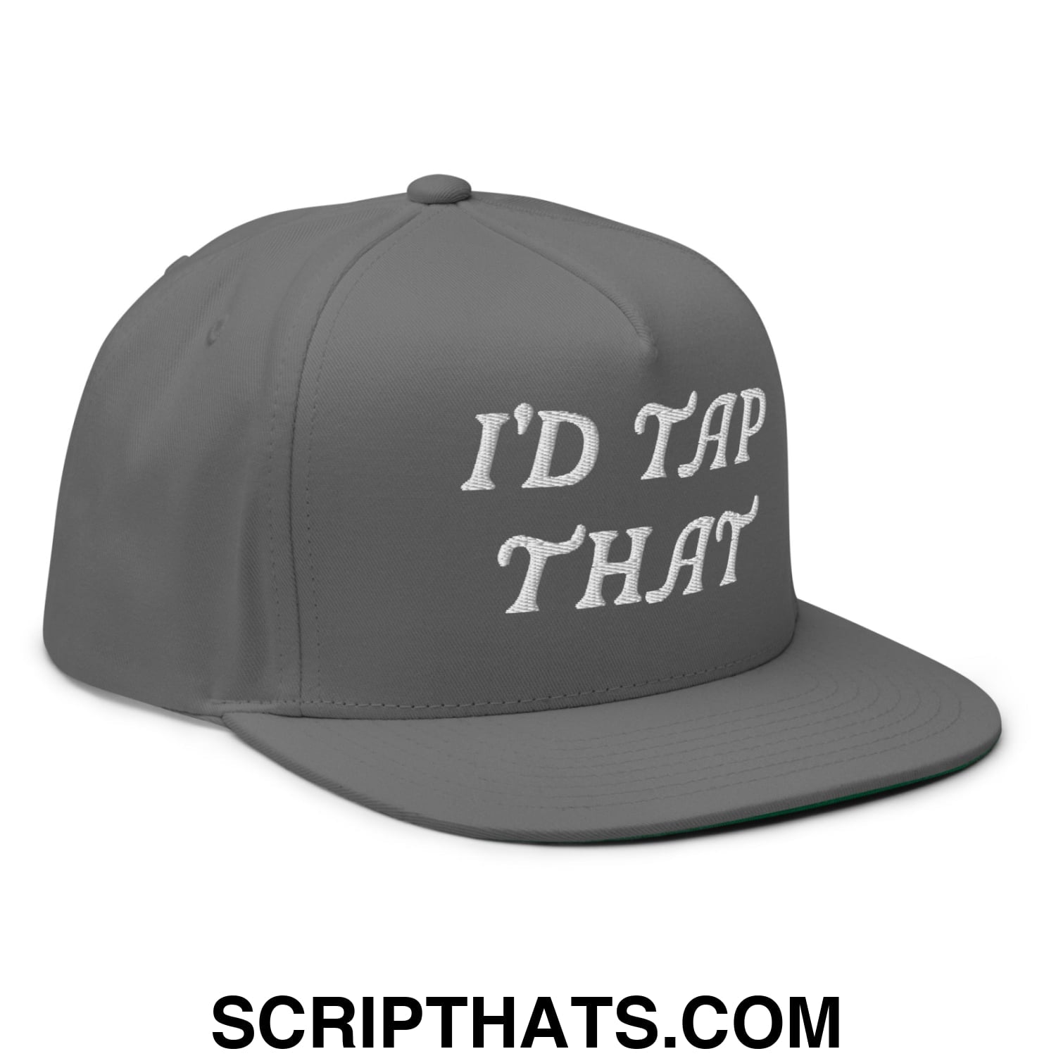I'd Tap That Flat Brim Bill 5 Panel Golf Snapback Hat Grey