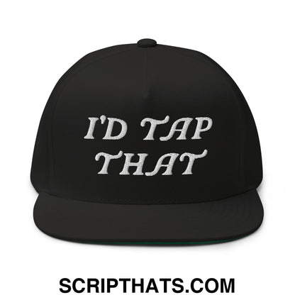 I'd Tap That Flat Brim Bill 5 Panel Golf Snapback Hat Black