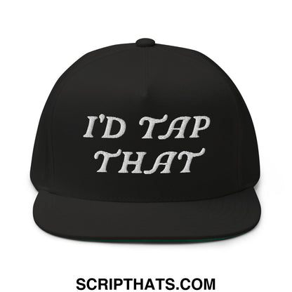 I'd Tap That Flat Brim Bill 5 Panel Golf Snapback Hat Black