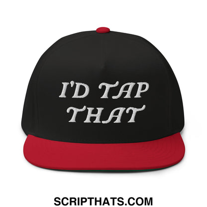 I'd Tap That Flat Brim Bill 5 Panel Golf Snapback Hat Black Red