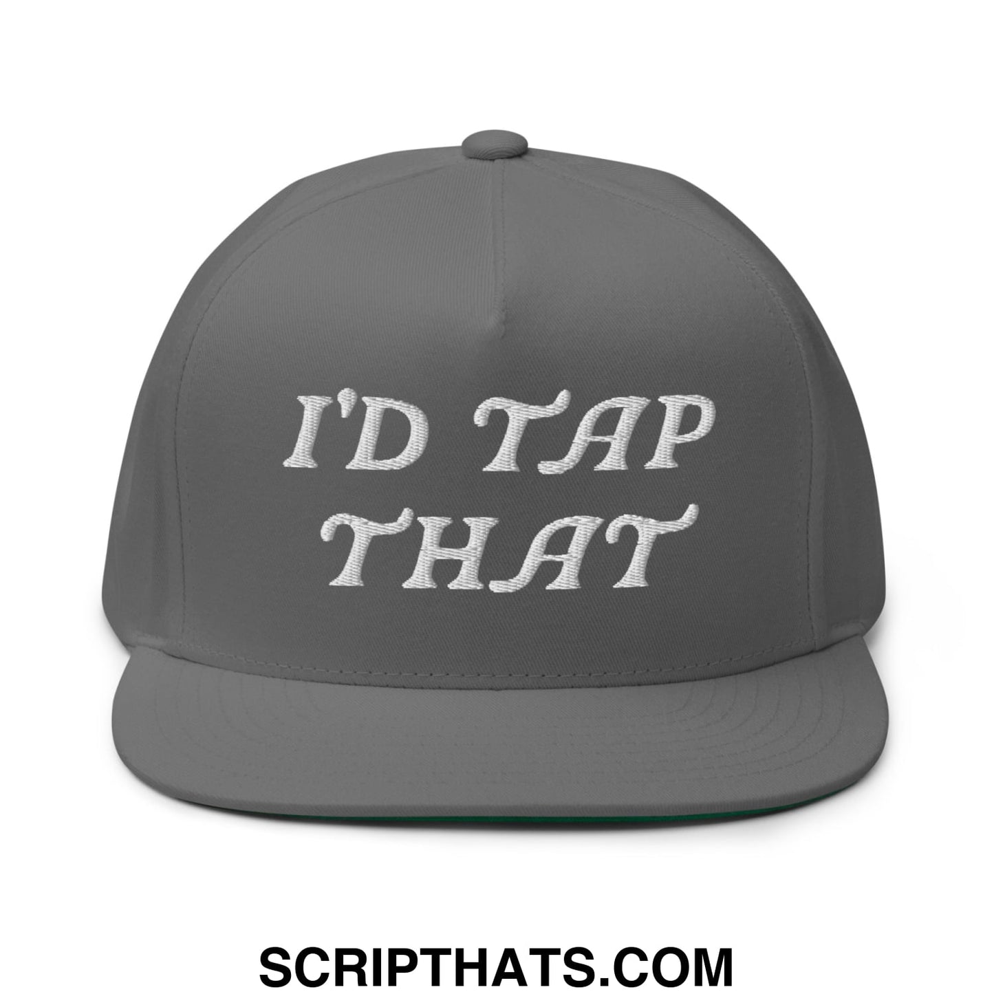 I'd Tap That Flat Brim Bill 5 Panel Golf Snapback Hat Grey