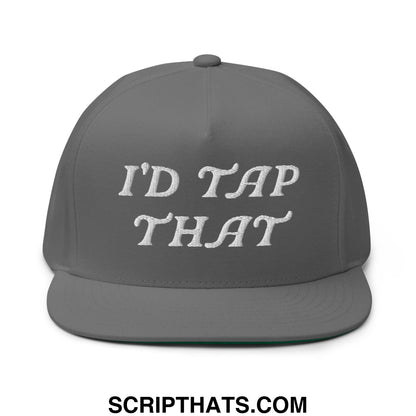 I'd Tap That Flat Brim Bill 5 Panel Golf Snapback Hat Grey