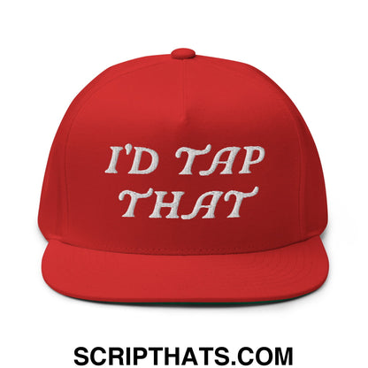 I'd Tap That Flat Brim Bill 5 Panel Golf Snapback Hat Red