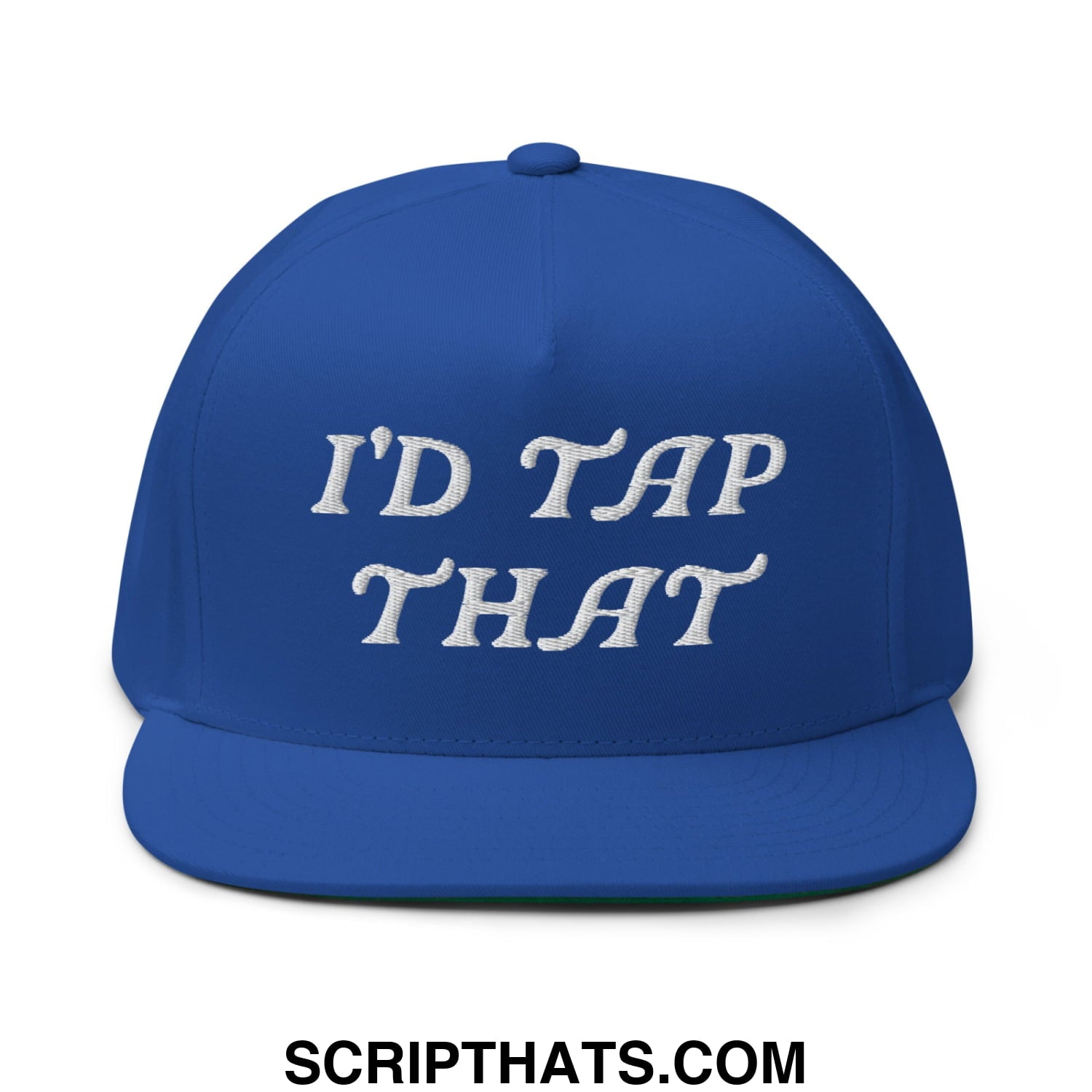 I'd Tap That Flat Brim Bill 5 Panel Golf Snapback Hat Royal Blue
