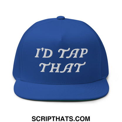 I'd Tap That Flat Brim Bill 5 Panel Golf Snapback Hat Royal Blue