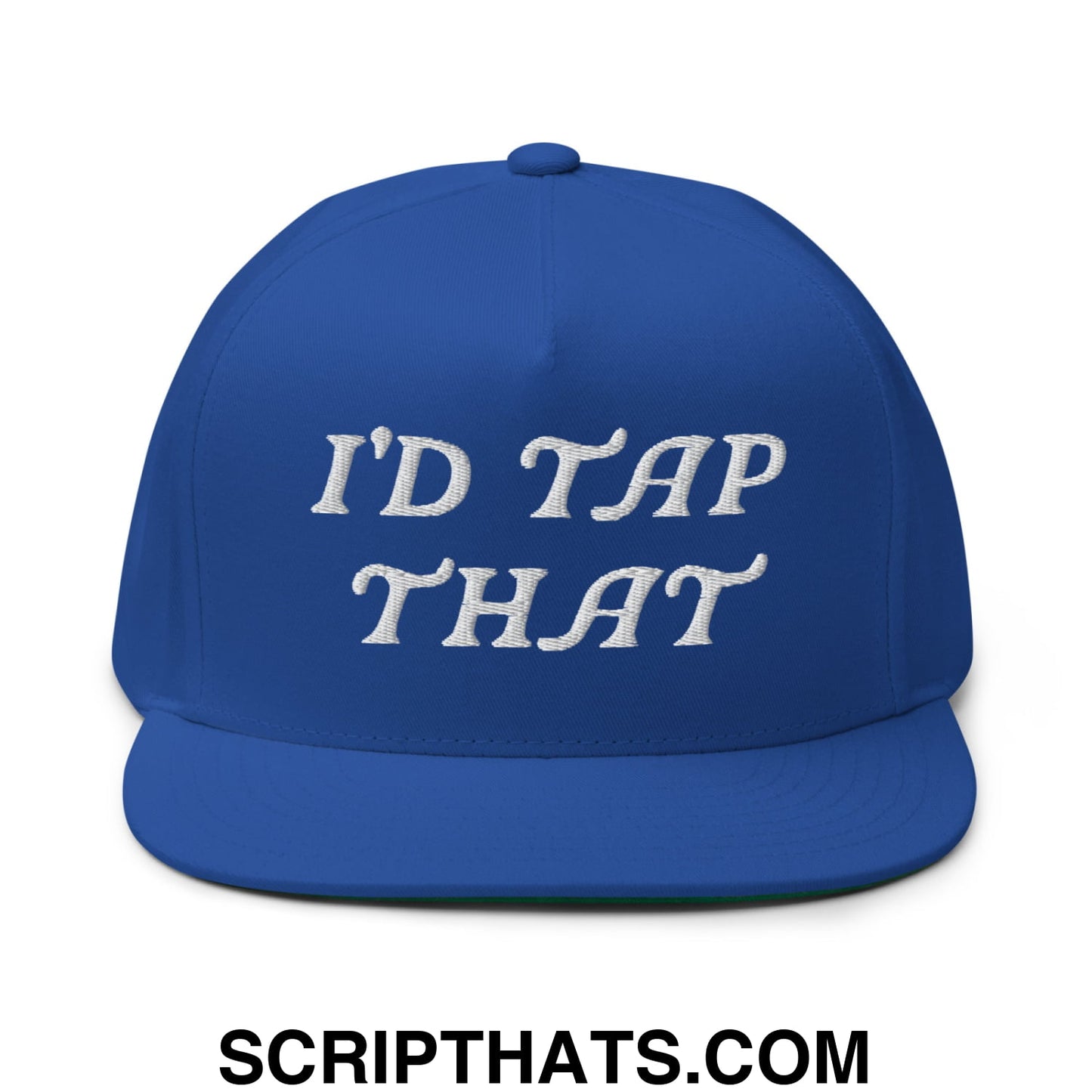 I'd Tap That Flat Brim Bill 5 Panel Golf Snapback Hat Royal Blue