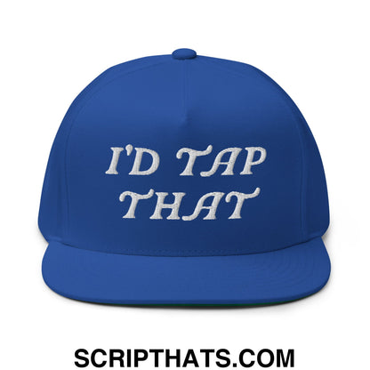 I'd Tap That Flat Brim Bill 5 Panel Golf Snapback Hat Royal Blue