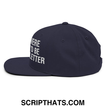 If Paul Were Here We'd Be Getting A Letter Embroidered Flat Bill Brim Snapback Hat Navy