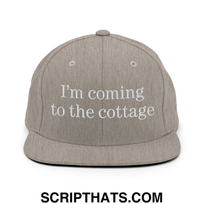I'm Coming to the Cottage Embroidered Flat Bill Brim Snapback Hat Heather Grey