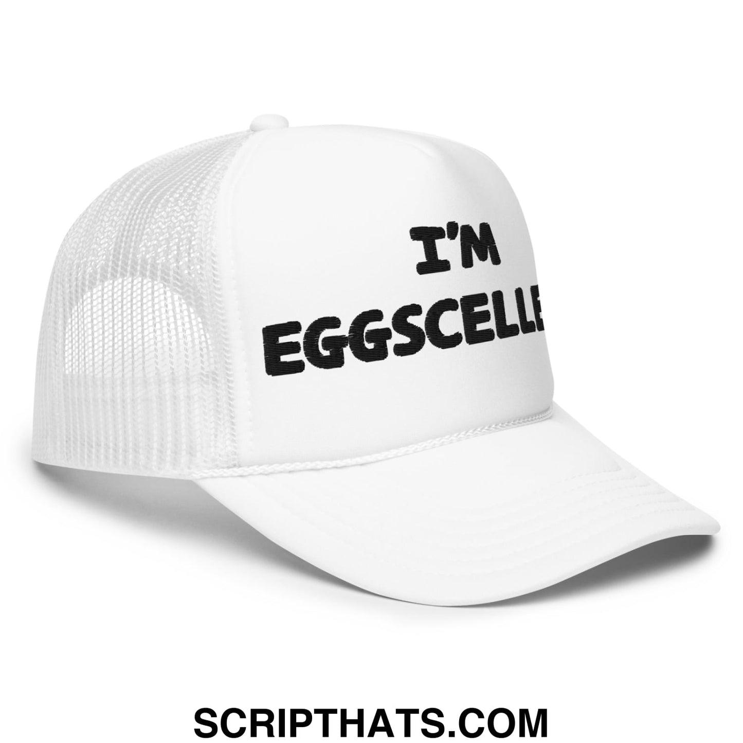 I'm Eggscellent Regular Show Embroidered Foam Trucker Hat White
