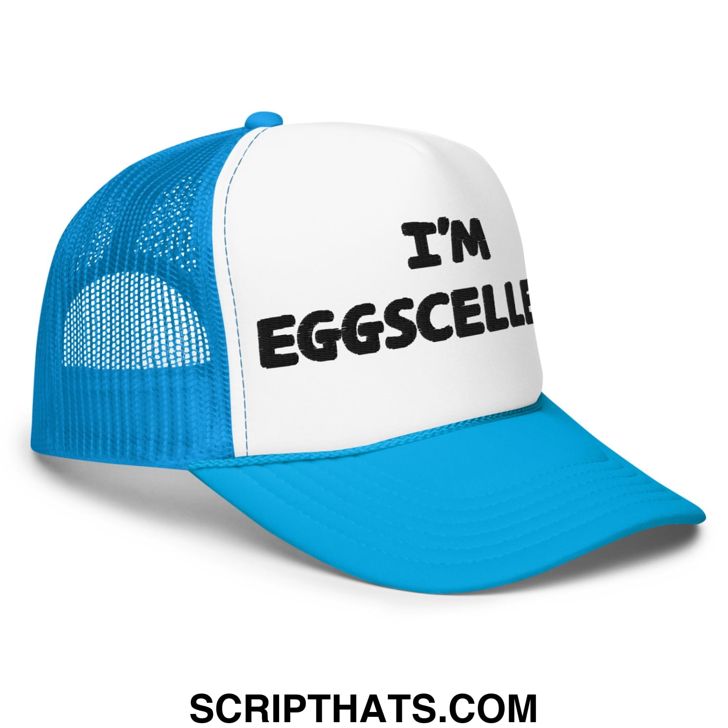 I'm Eggscellent Regular Show Embroidered Foam Trucker Hat Blue White Blue