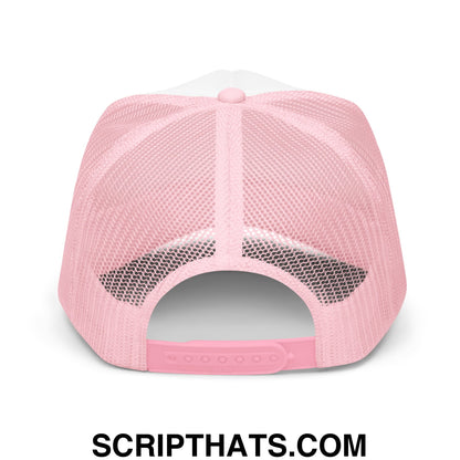 I'm Eggscellent Regular Show Embroidered Foam Trucker Hat Light Pink White Light Pink