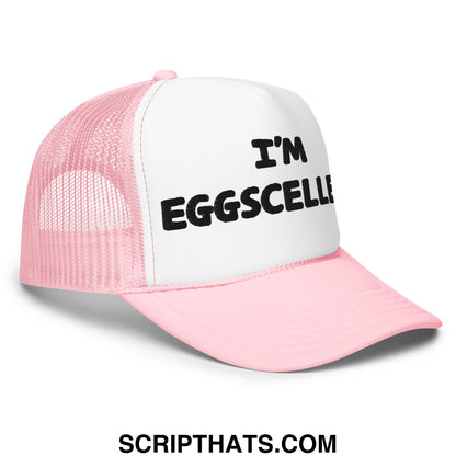 I'm Eggscellent Regular Show Embroidered Foam Trucker Hat Light Pink White Light Pink
