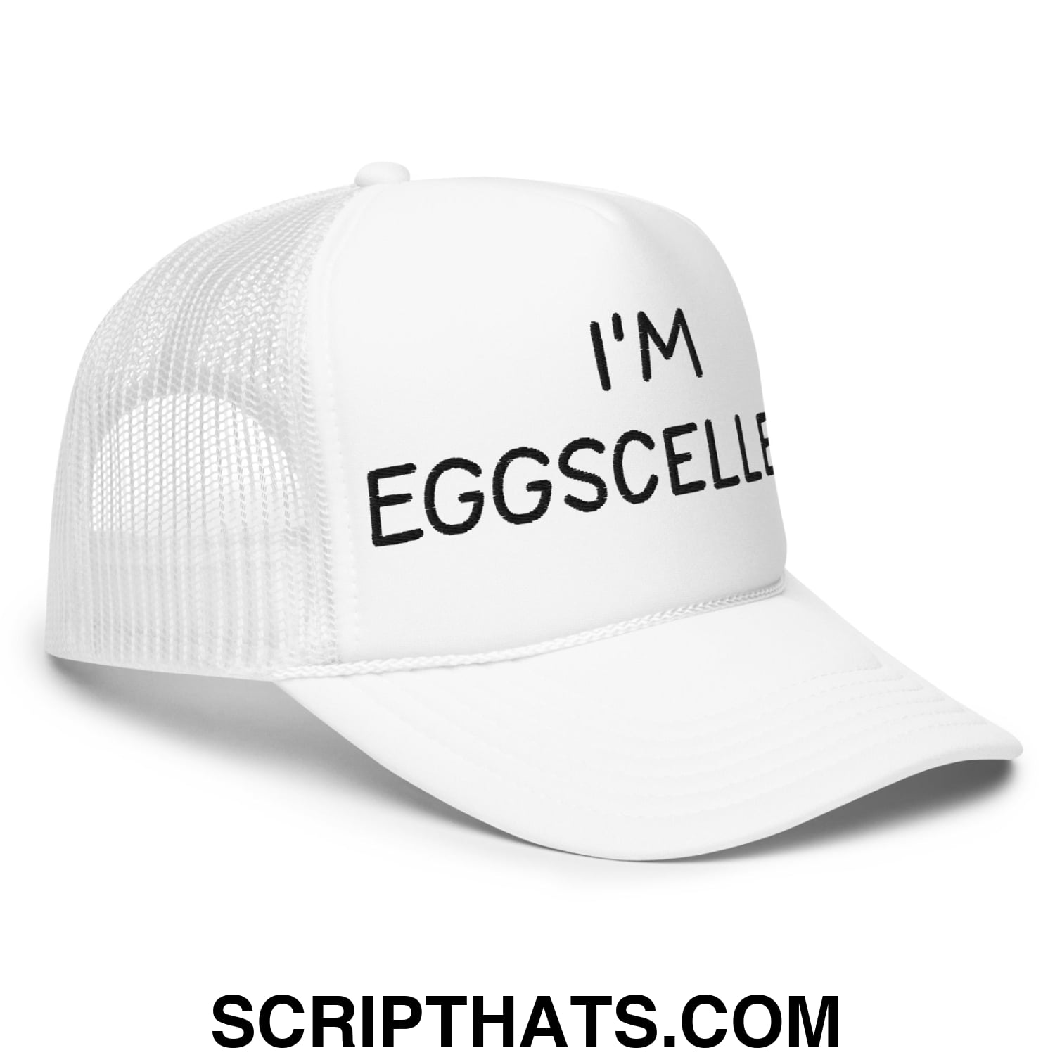 I'm Eggscellent Regular Show Embroidered Foam Trucker Hat White