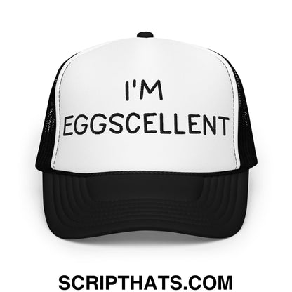 I'm Eggscellent Regular Show Embroidered Foam Trucker Hat Black White Black