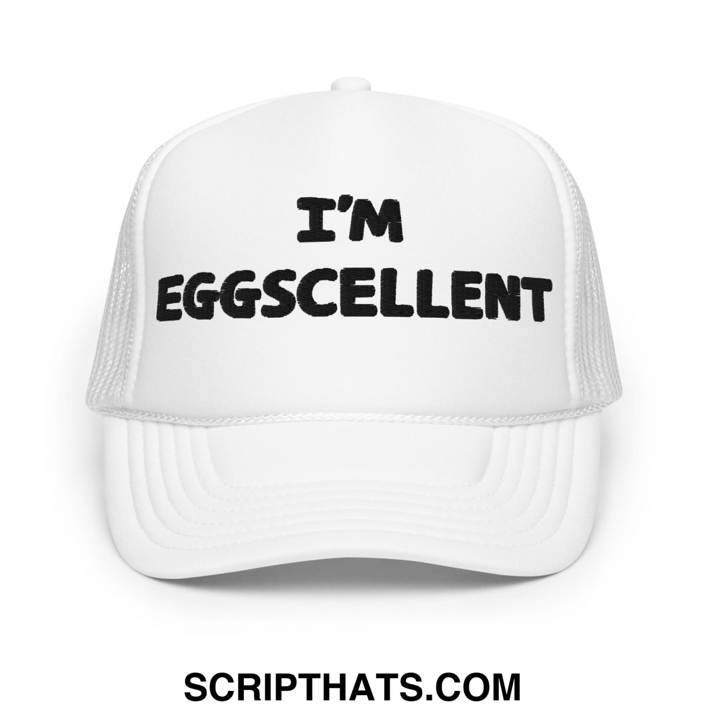 I'm Eggscellent Regular Show Embroidered Foam Trucker Hat White