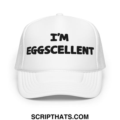I'm Eggscellent Regular Show Embroidered Foam Trucker Hat White