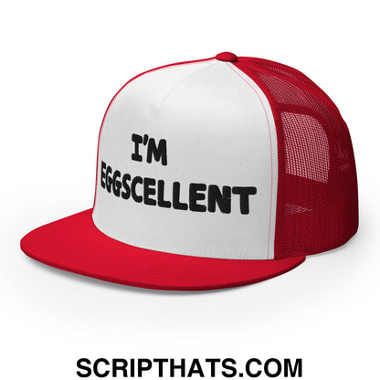 I'm Eggscellent Regular Trucker Show Hat Red White Red