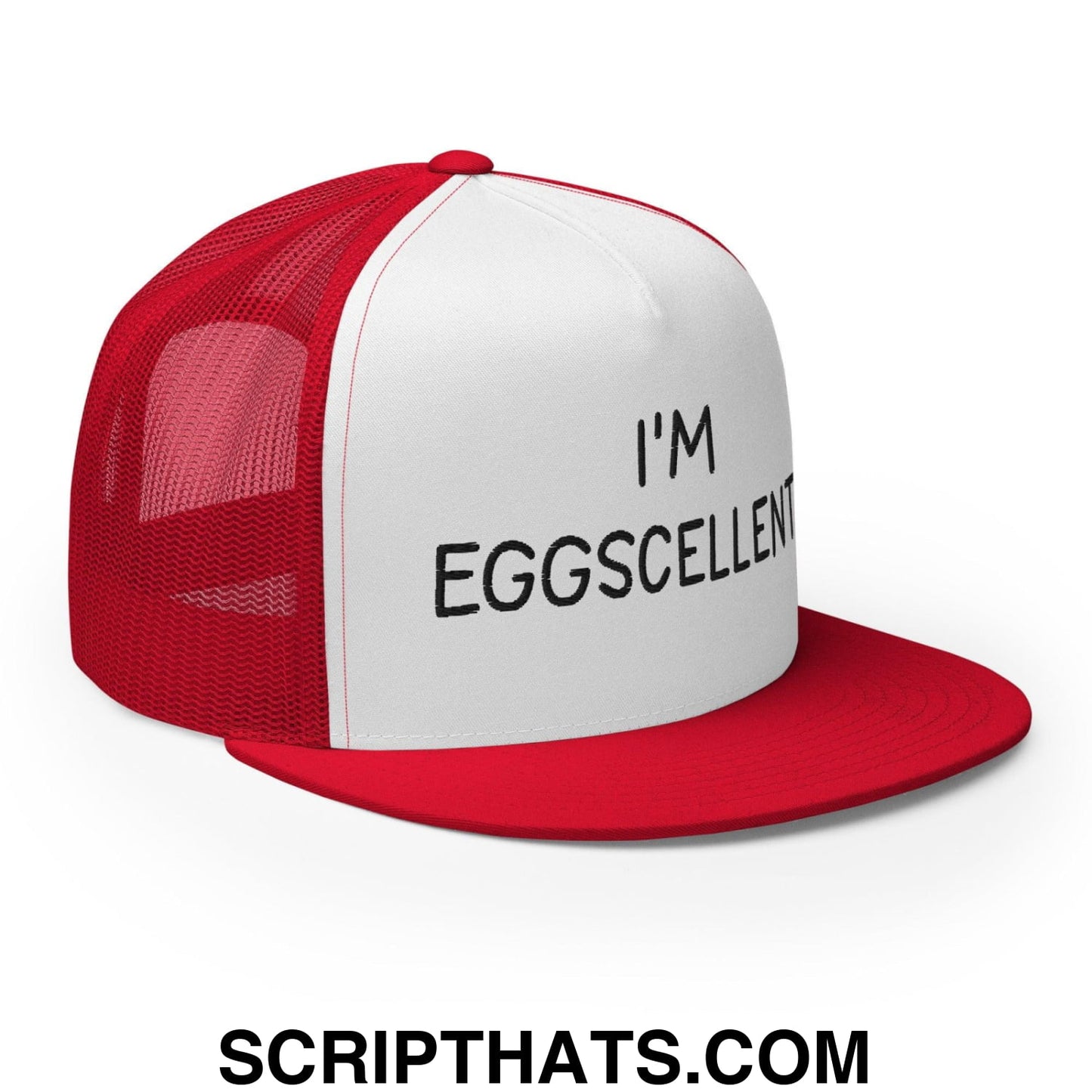 I'm Eggscellent Regular Trucker Show Hat Red White Red