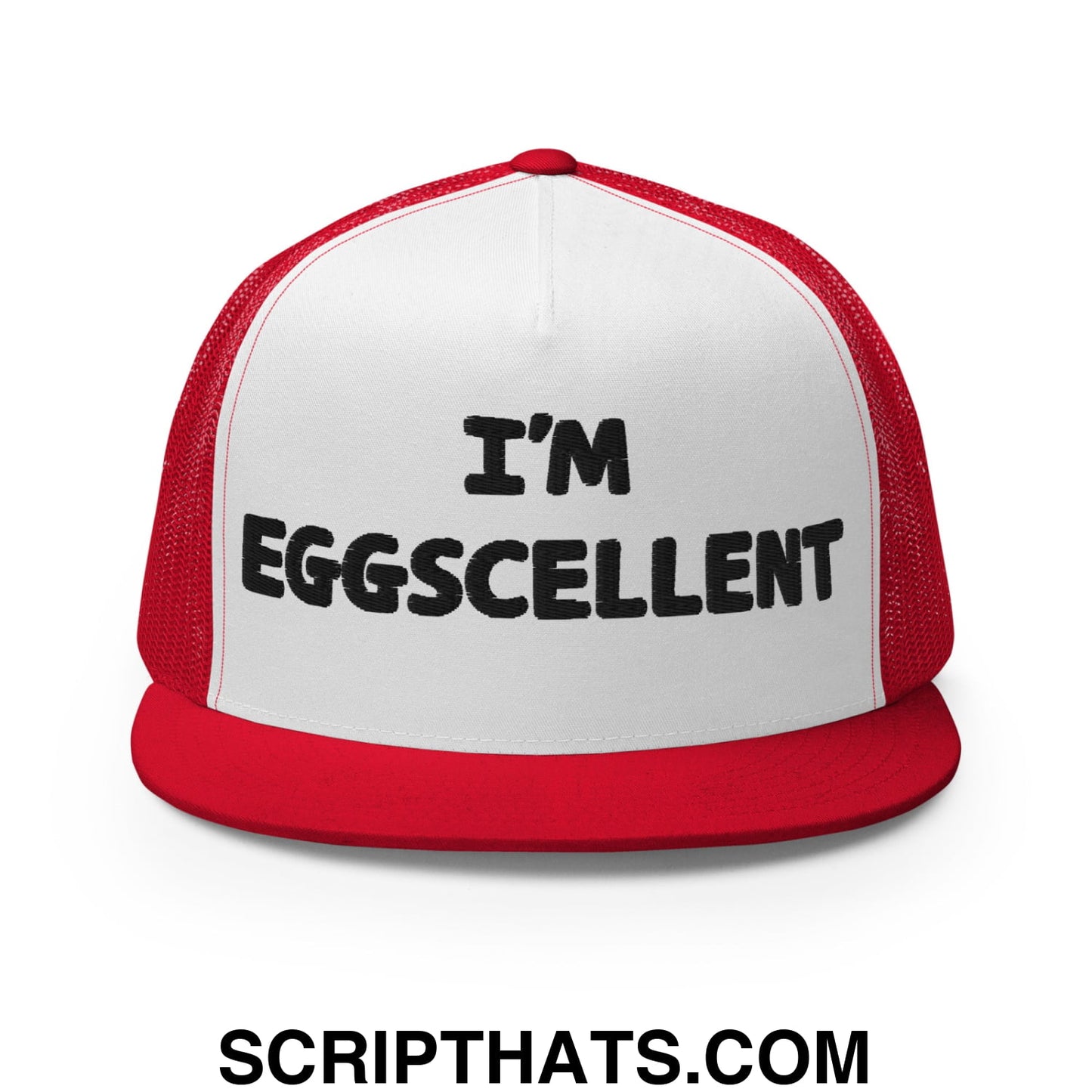 I'm Eggscellent Regular Trucker Show Hat Red White Red