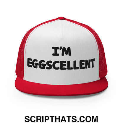 I'm Eggscellent Regular Trucker Show Hat Red White Red