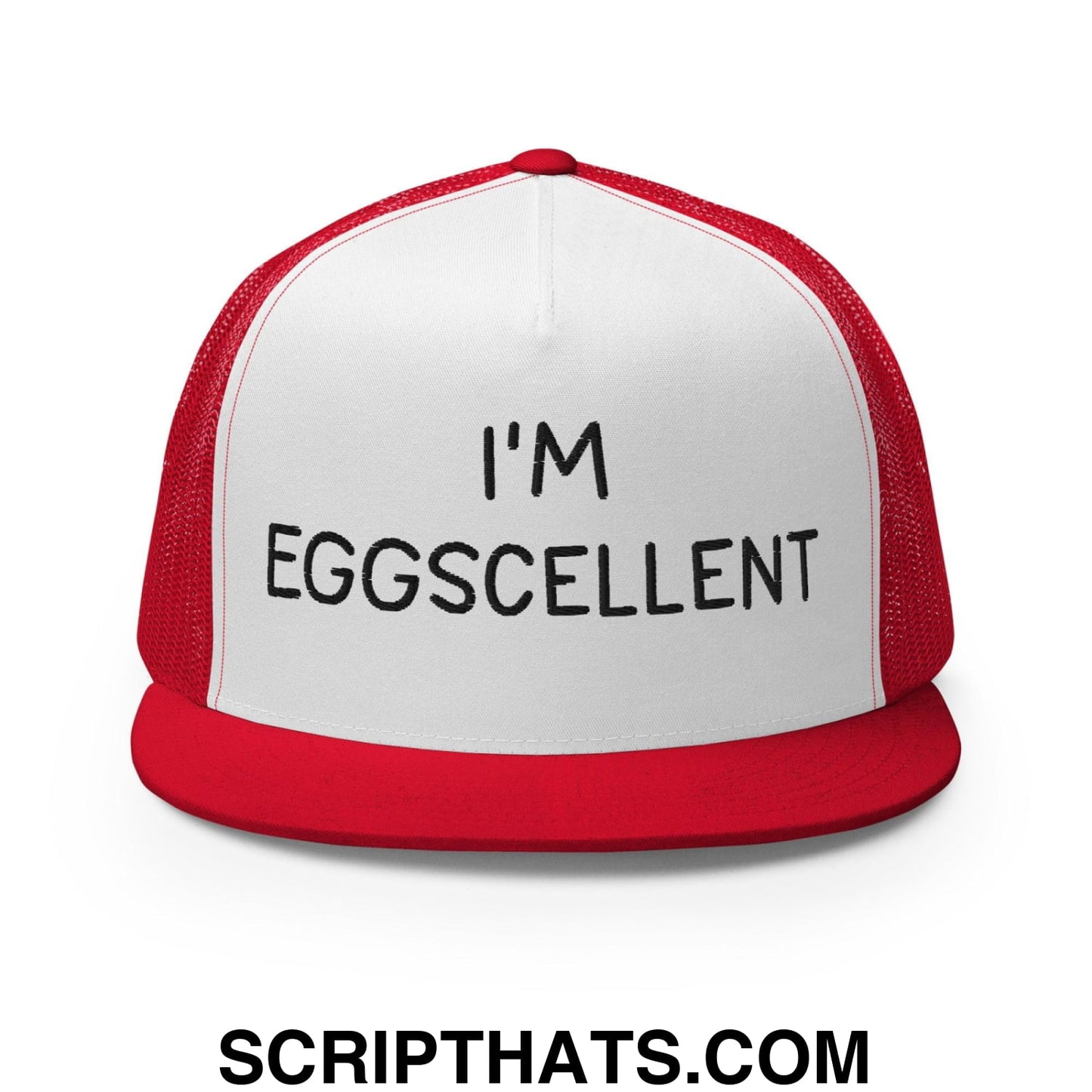 I'm Eggscellent Regular Trucker Show Hat Red White Red