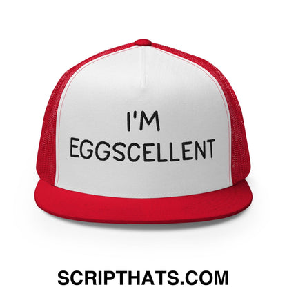 I'm Eggscellent Regular Trucker Show Hat Red White Red