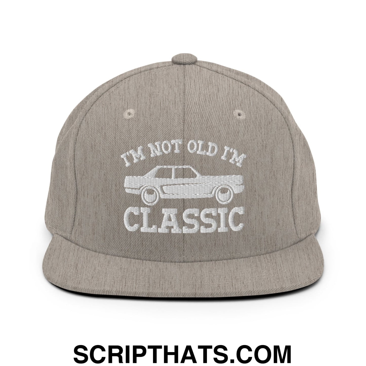 I'm Not Old I'm Classic Embroidered Flat Bill Brim Snapback Hat Heather Grey