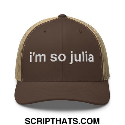 I'm So Julia Retro Trucker Hat Brown Khaki