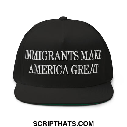Immigrants Make America Great Embroidered 5 Panel Flat Bill Brim Snapback Hat Black