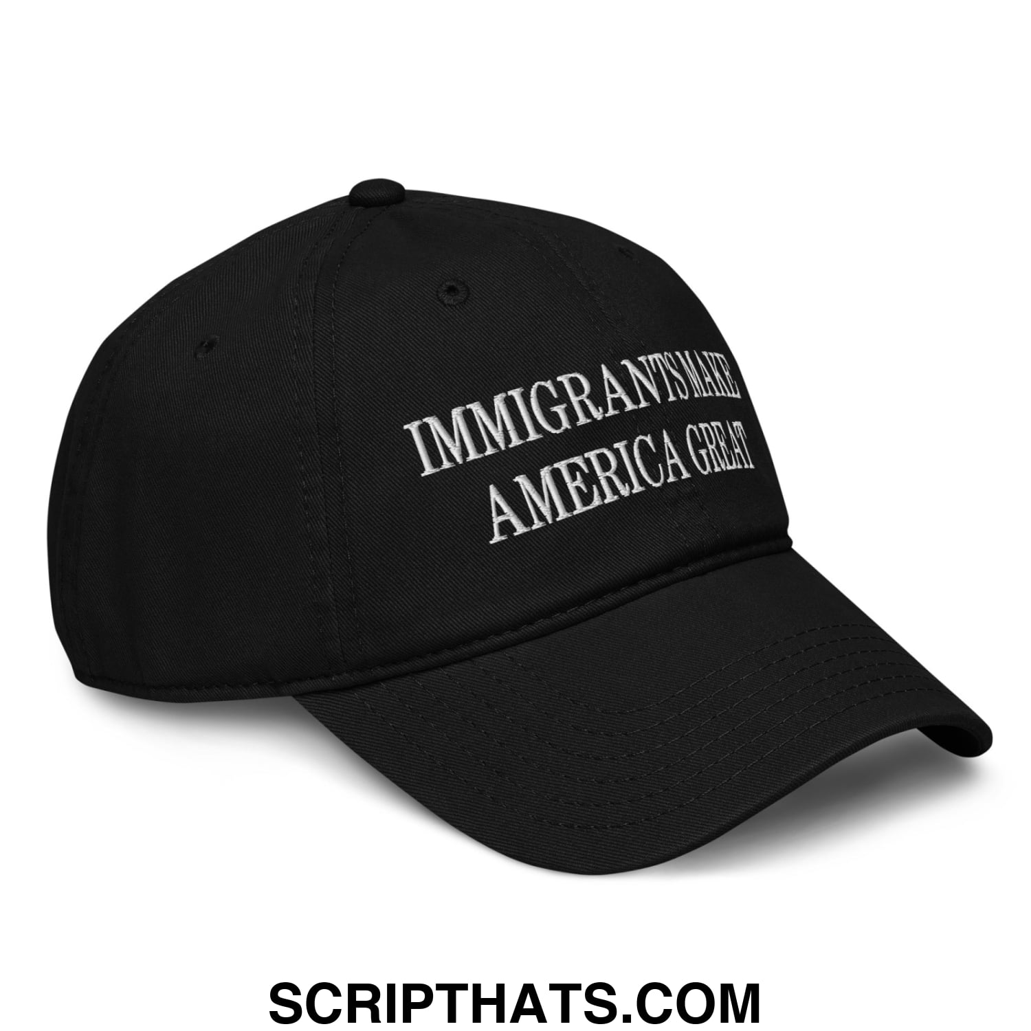 Immigrants Make America Great Embroidered Baseball Dad Hat Black