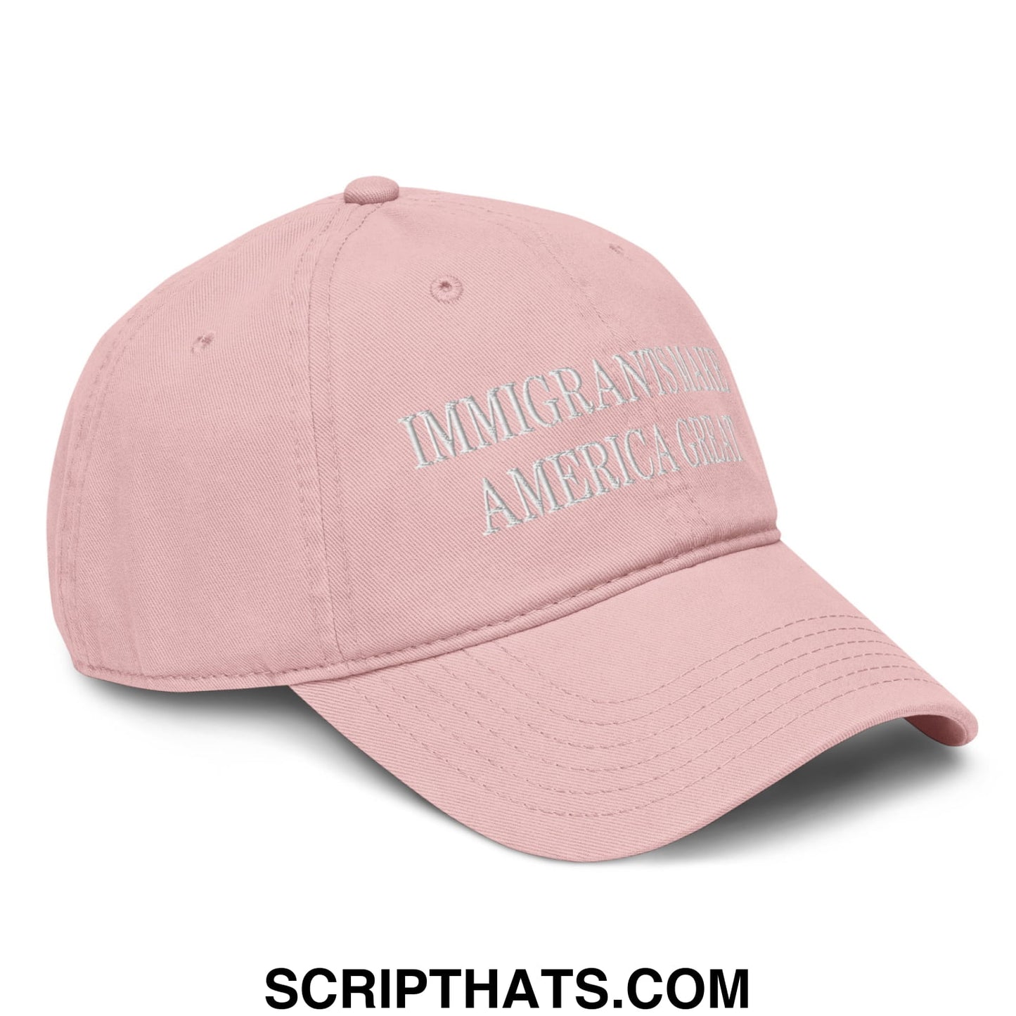 Immigrants Make America Great Embroidered Baseball Dad Hat Dusty Rose