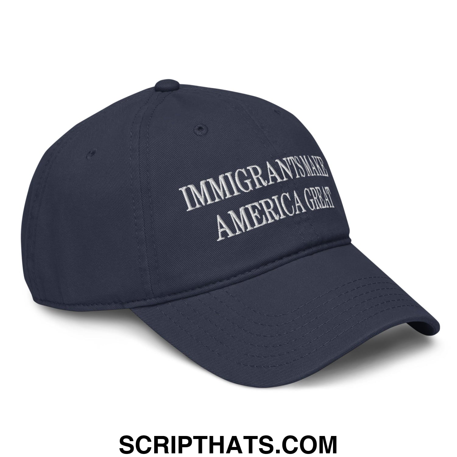 Immigrants Make America Great Embroidered Baseball Dad Hat Navy
